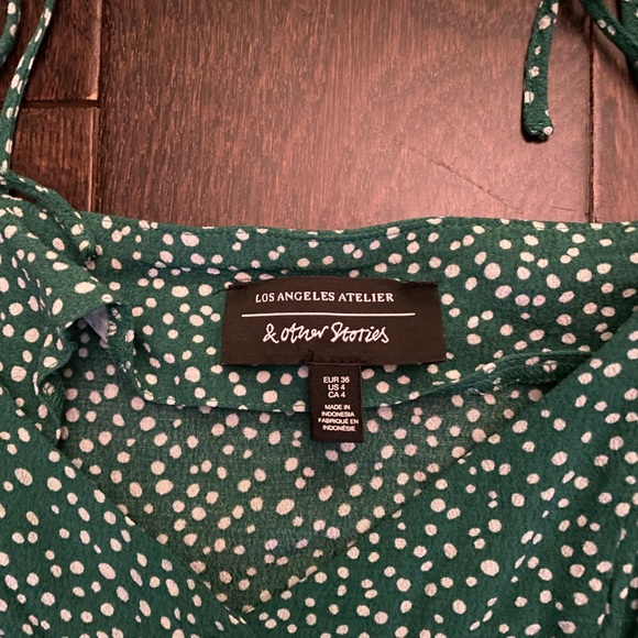 Green Polkadot Mini Dress - Picture 2 of 3